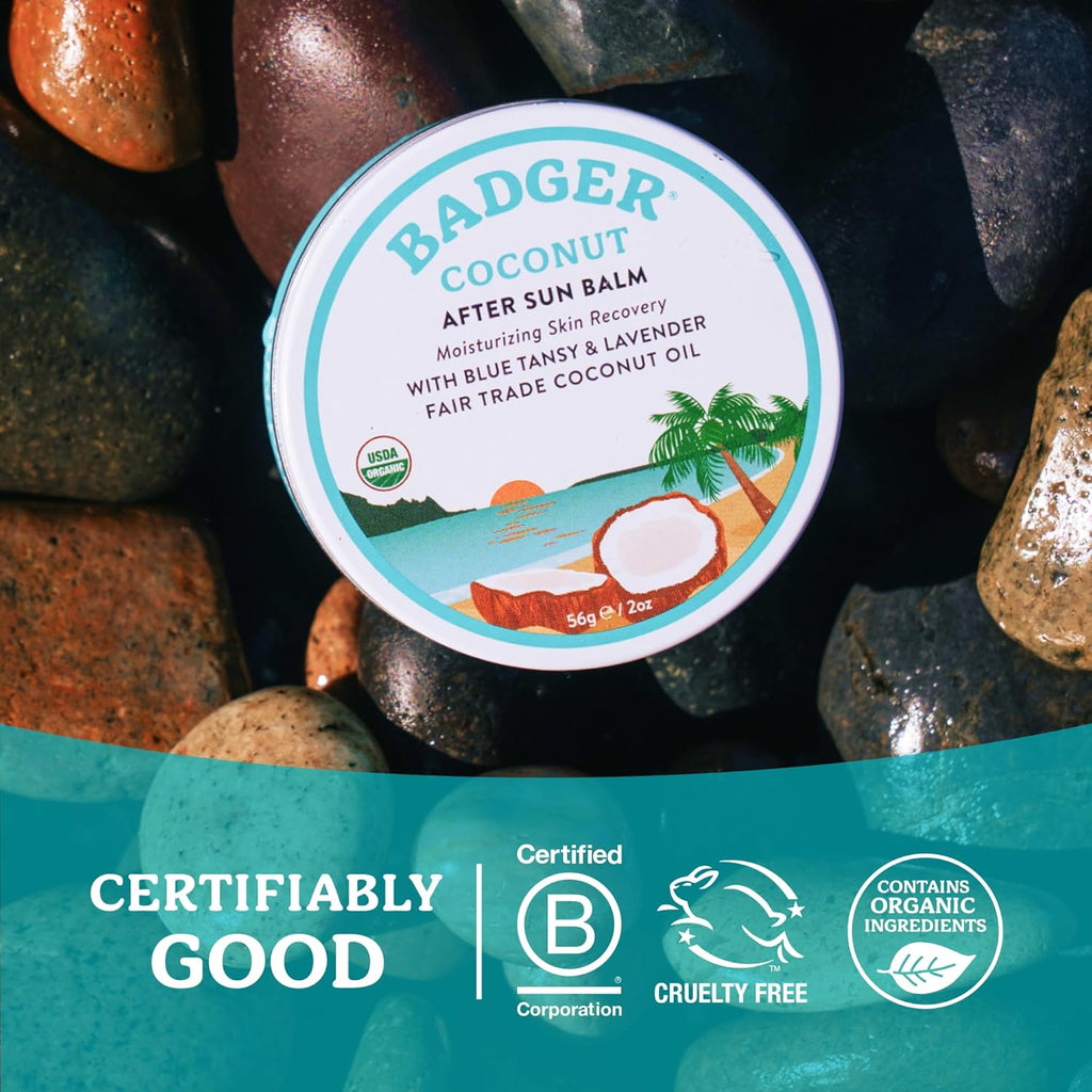 Organic Coconut Aftersun Balm, Cooling & Moisturizing, 2 Oz Tin