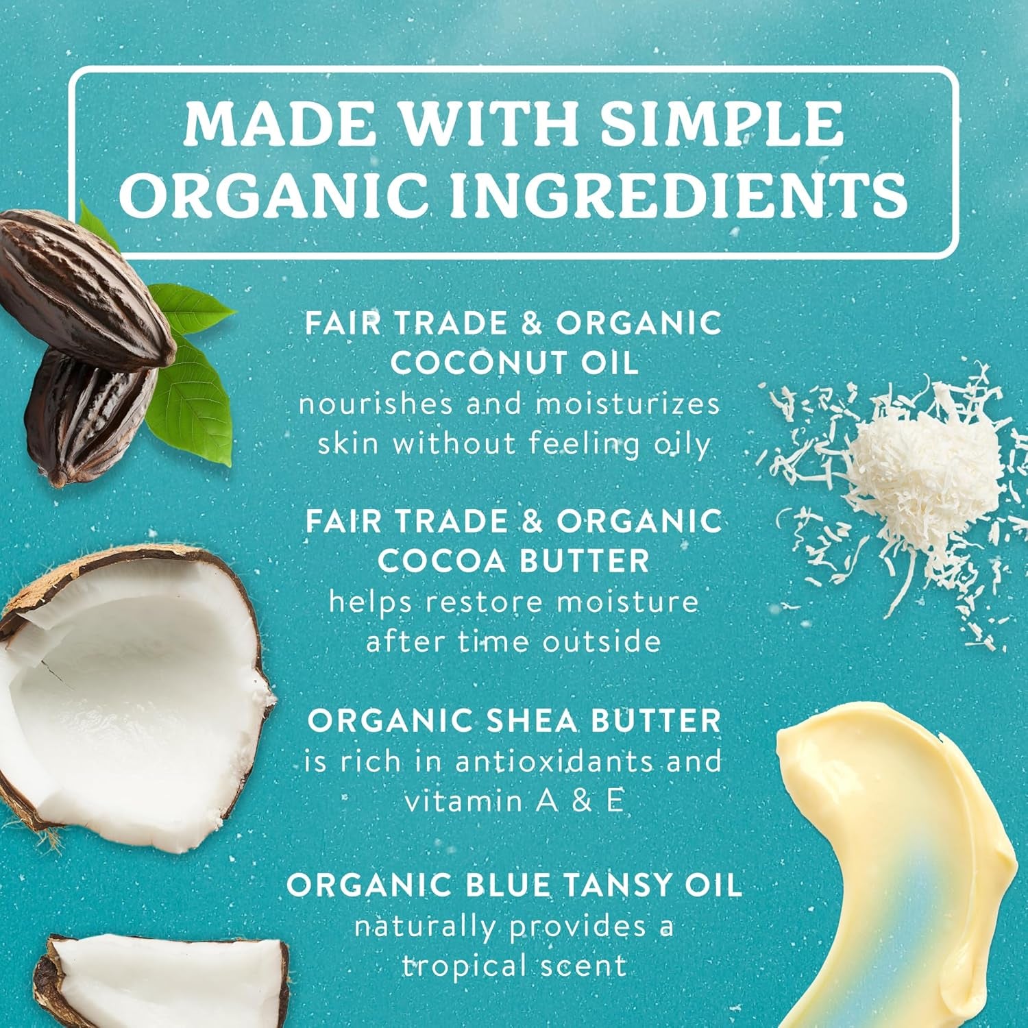 Organic Coconut Aftersun Balm, Cooling & Moisturizing, 2 Oz Tin