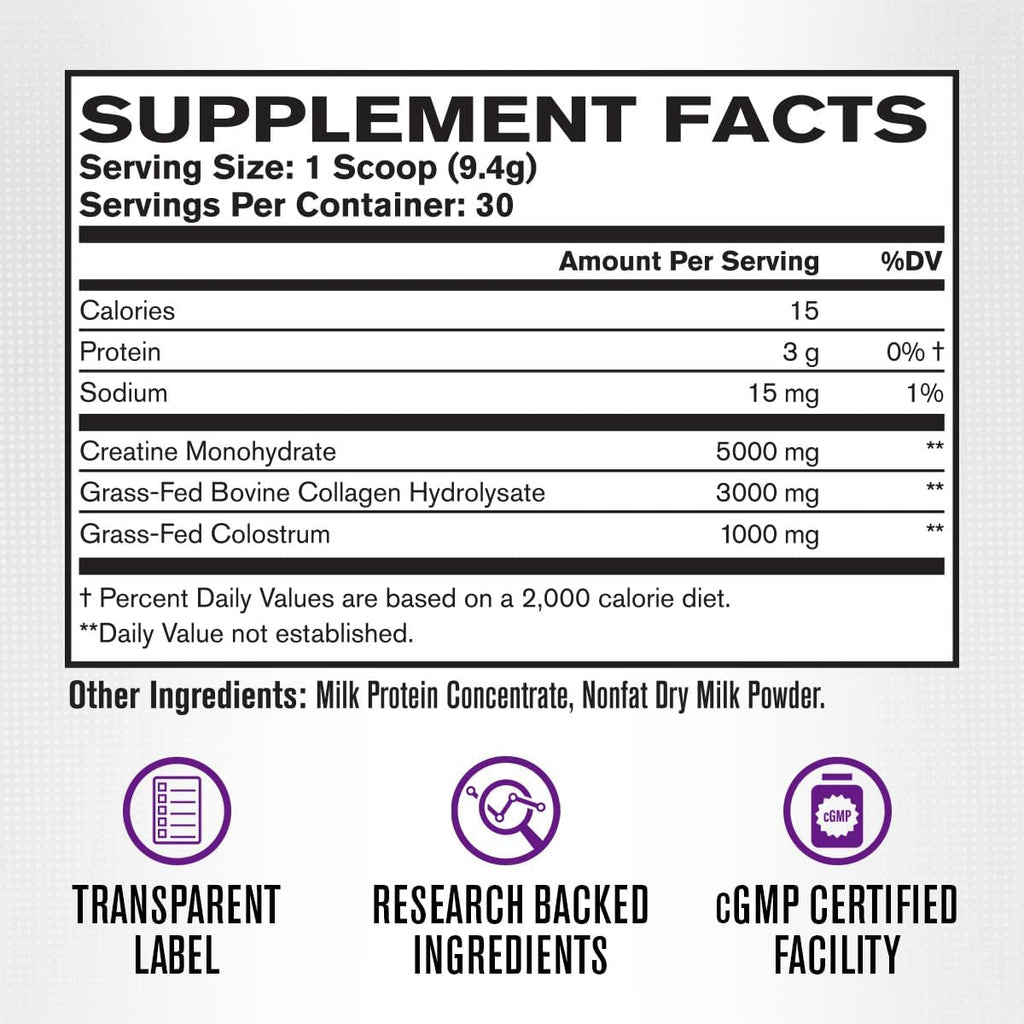 Creatine for Women - Creatine Monohydrate with Collagen + Colostrum to Support Workout Performance, Lean Muscle Growth, Healthy Hair, Skin, & Nails - 30 Servings, Watermelon