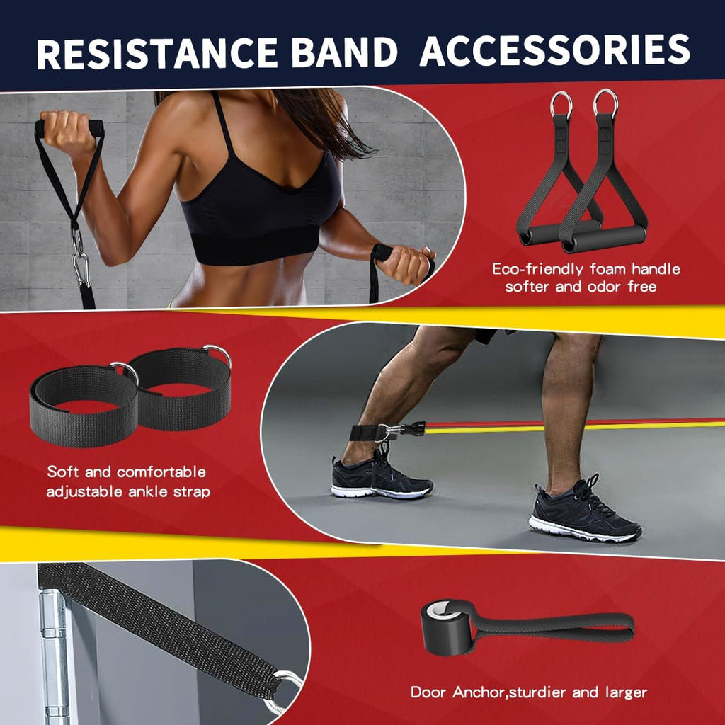 Resistance Bands with Handles, 5-Level Exercise Bands for Workout