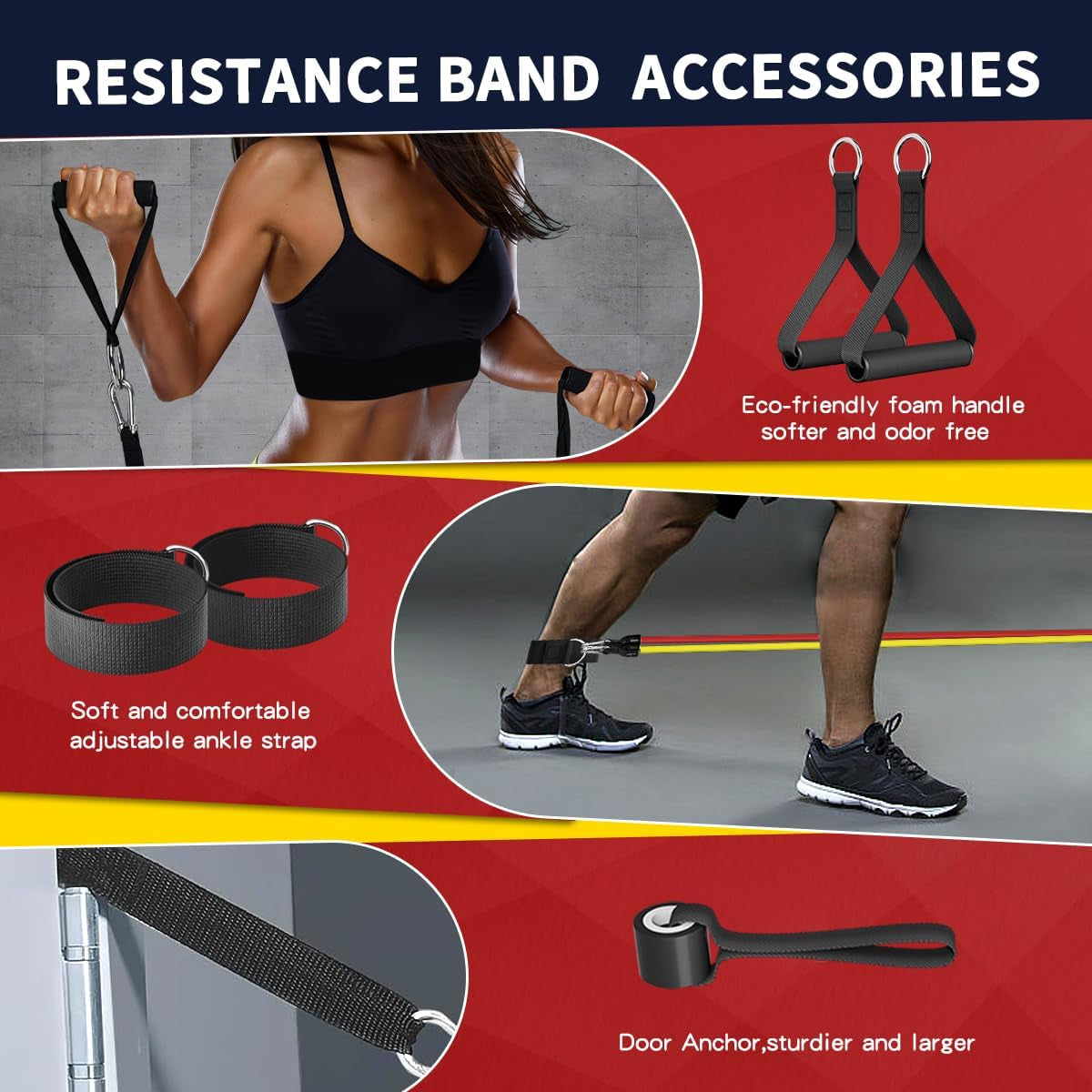 Resistance Bands with Handles, 5-Level Exercise Bands for Workout