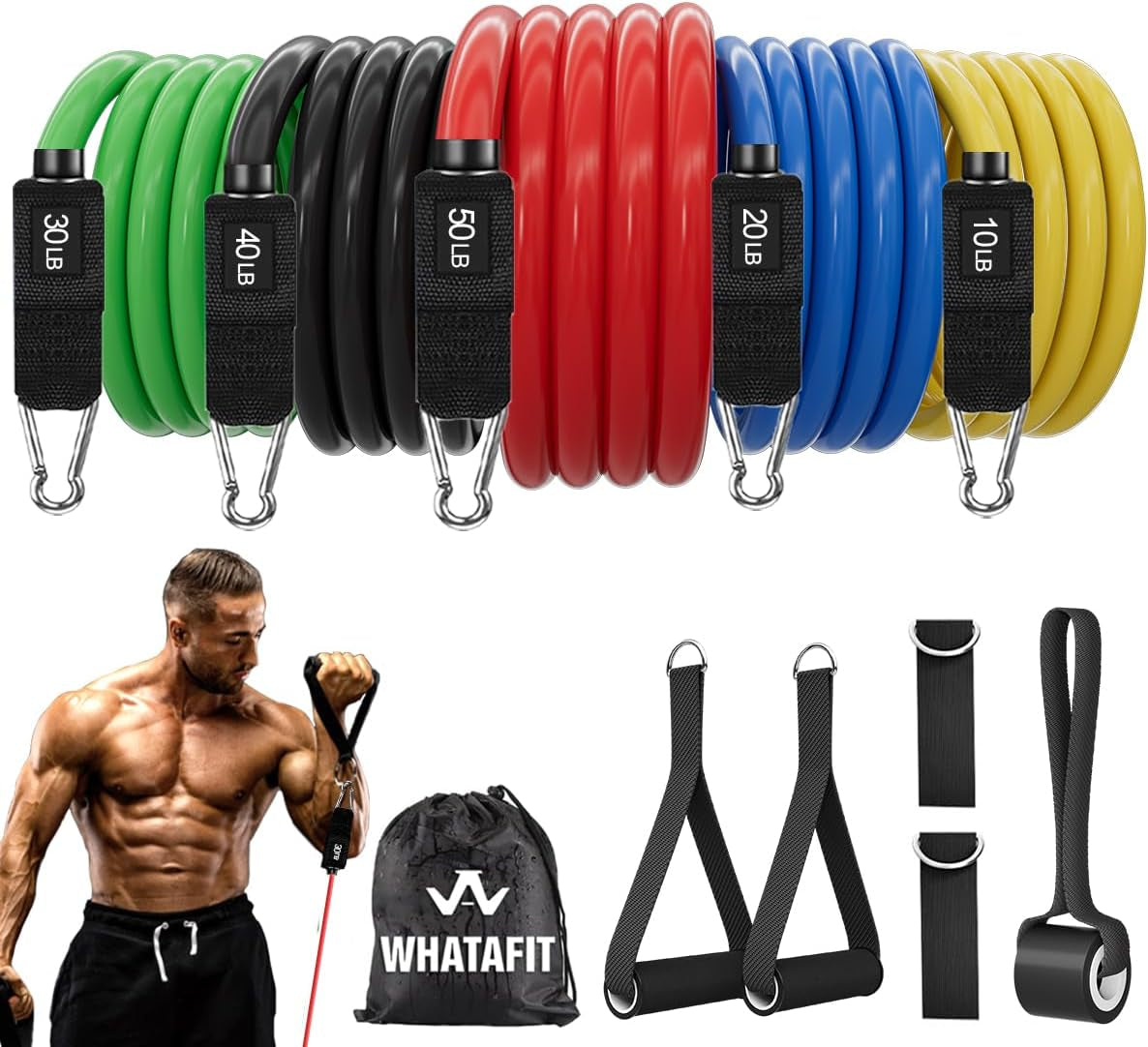 Resistance Bands with Handles, 5-Level Exercise Bands for Workout