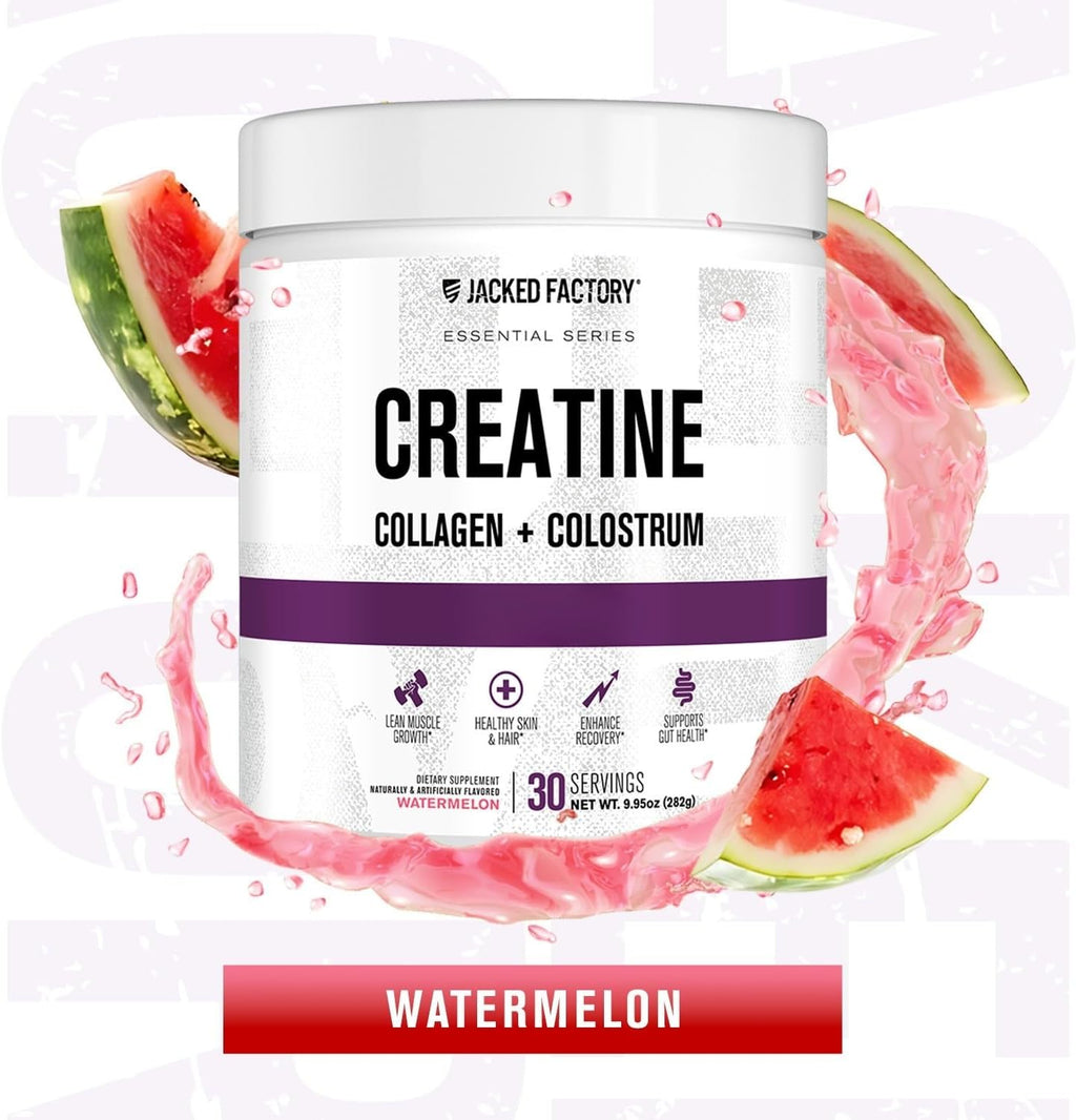 Creatine for Women - Creatine Monohydrate with Collagen + Colostrum to Support Workout Performance, Lean Muscle Growth, Healthy Hair, Skin, & Nails - 30 Servings, Watermelon